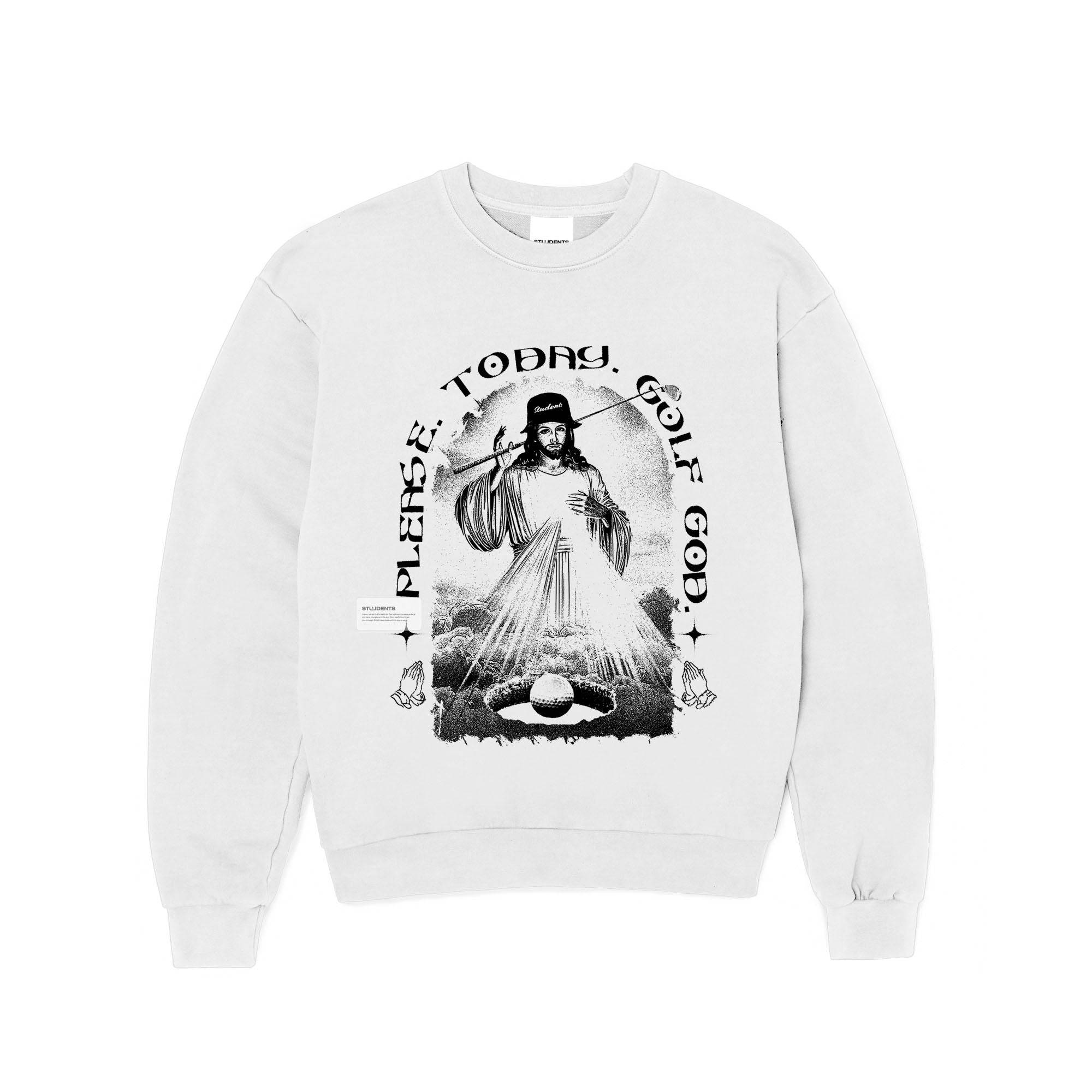Please Lord (Crew Sweater) - White - Students Golf
