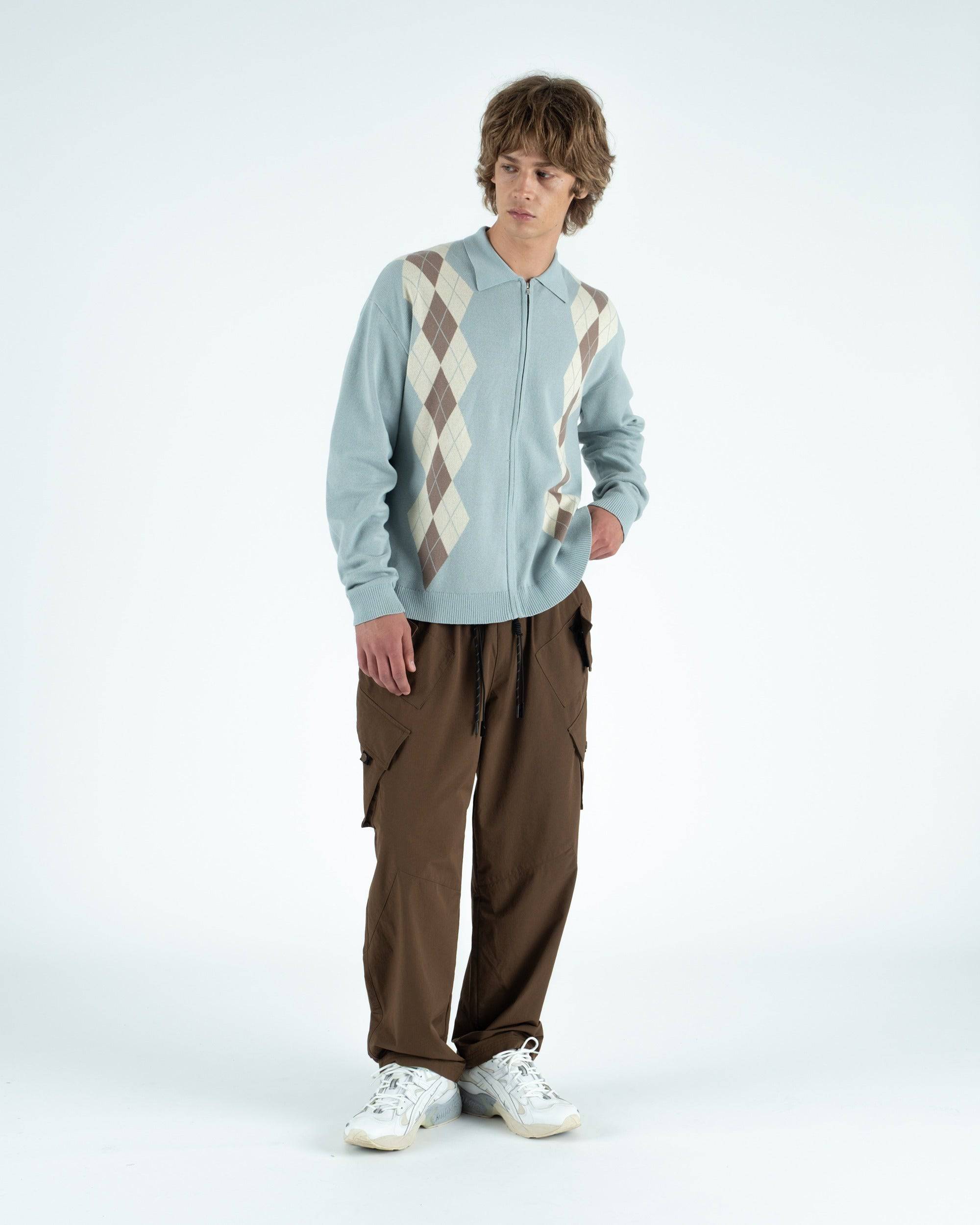 Wright Knitted L/S Polo Sweater - Students Golf