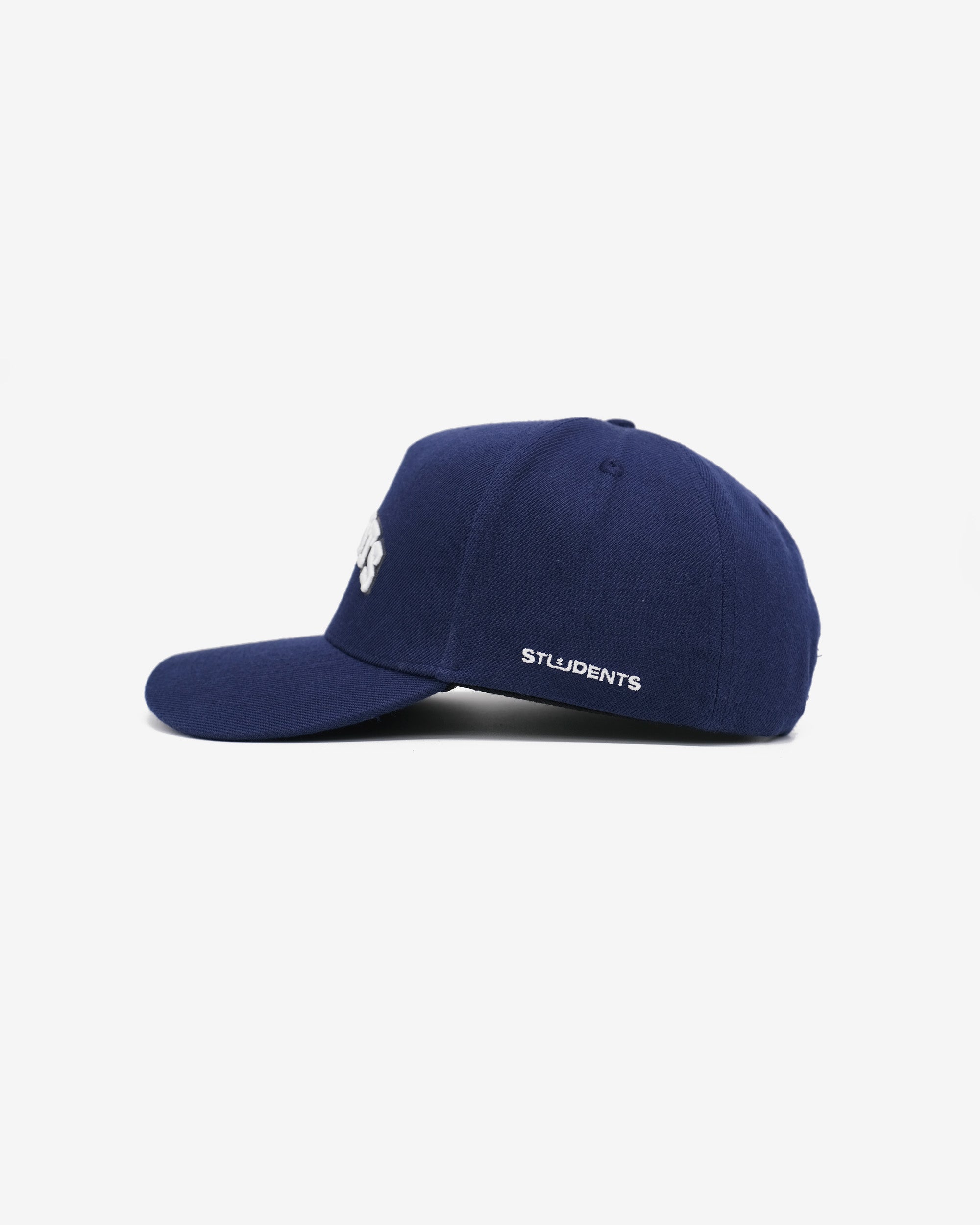 Navy blue cap with 'STUDENTS' text on a white background