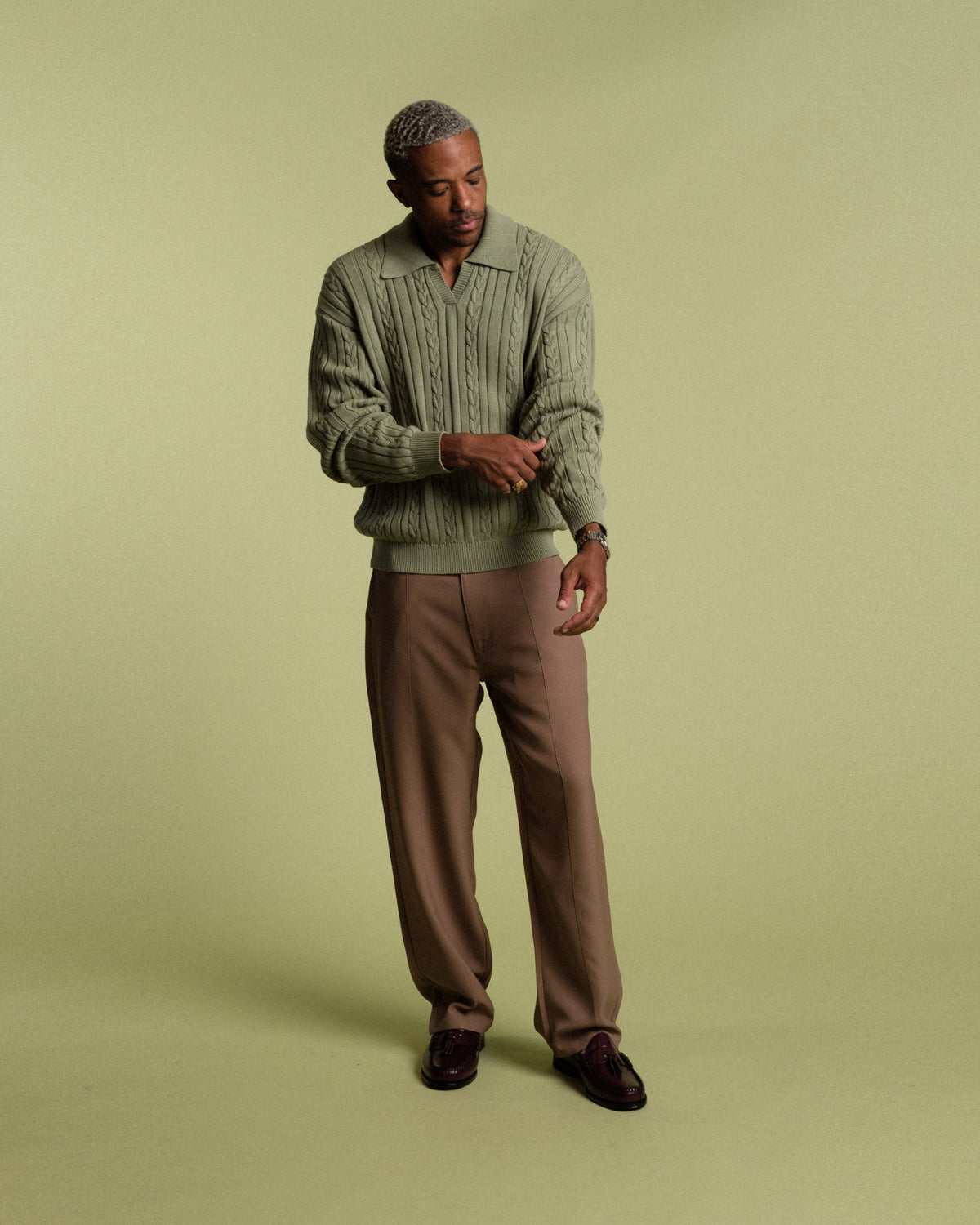 Riverview Knit LS Polo Sweater